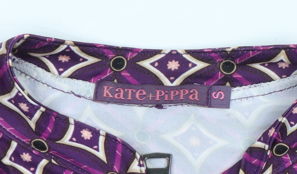 Kate & Pippa Women Purple Geometric Long Sleeve Blouse Size S