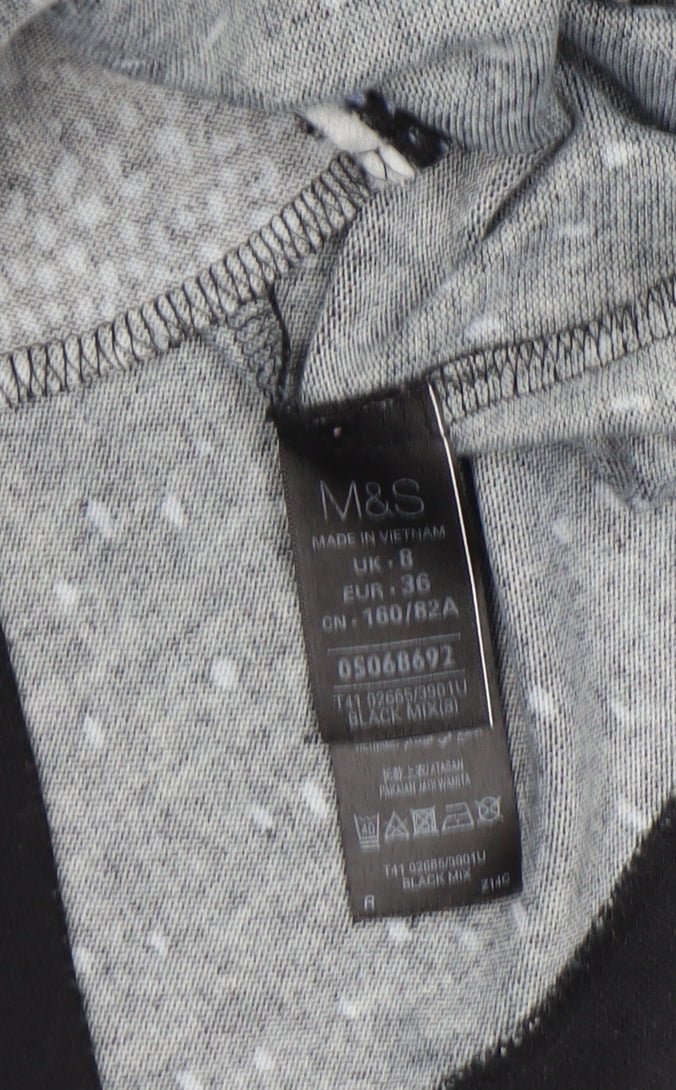 Marks and Spencer Women’s Black Shift Dress Size 8 Long Sleeve Jersey
