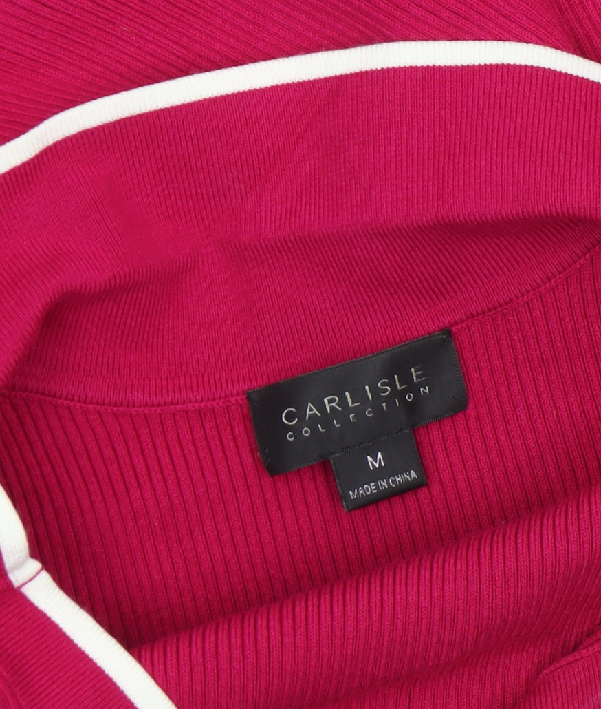 Carlisle Collection Women's Pink Collared Polo Top Size M