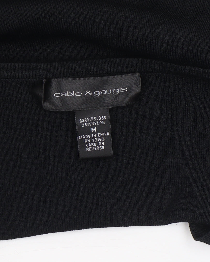 Cable & Gauge Women's Black V-Neck 3/4 Sleeve Pullover Jumper M