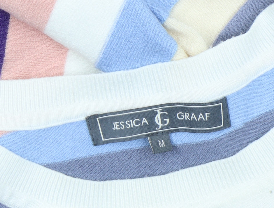 Jessica Graaf Womens Multicoloured Striped Crew Neck Jumper Medium
