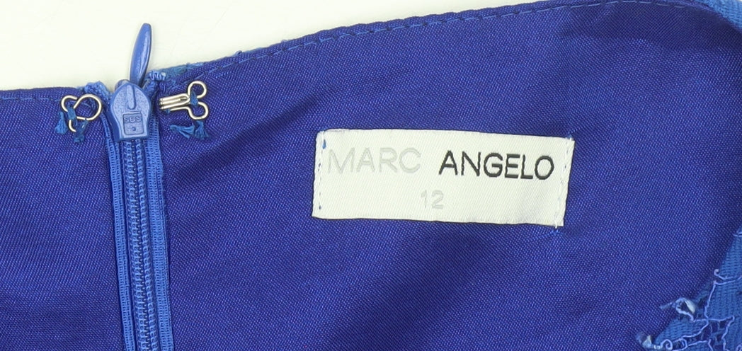 Marc Angelo Women's Blue Lace Sheath Dress Size 12 Sleeveless Cocktail