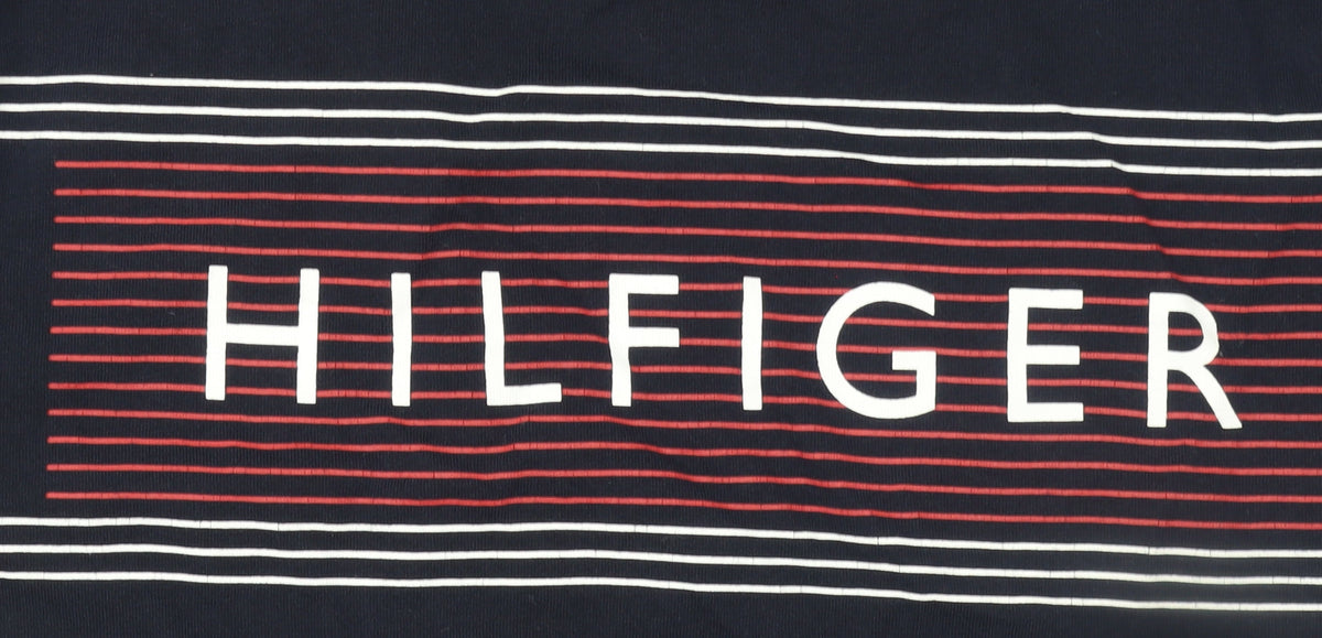 Tommy Hilfiger Men Blue Slim Fit Logo Graphic Cotton T-Shirt M