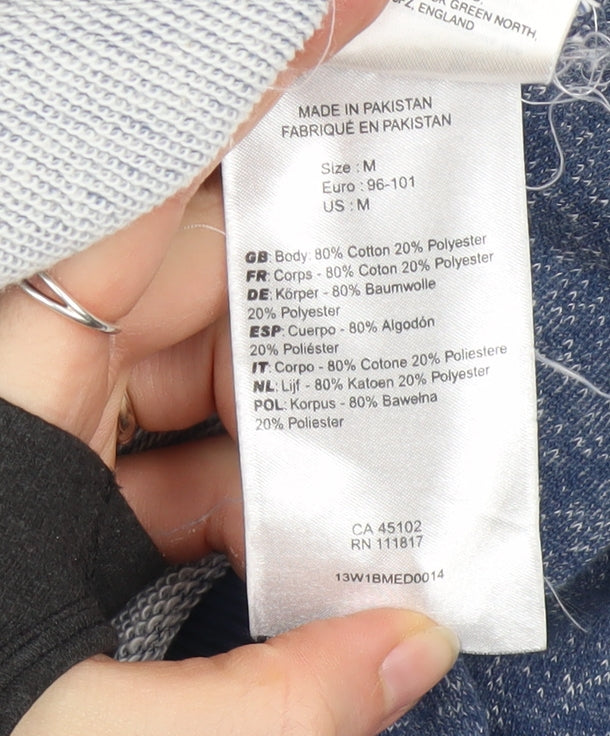 Bench Men's Blue Full Zip Hoodie Size M Cotton Blend