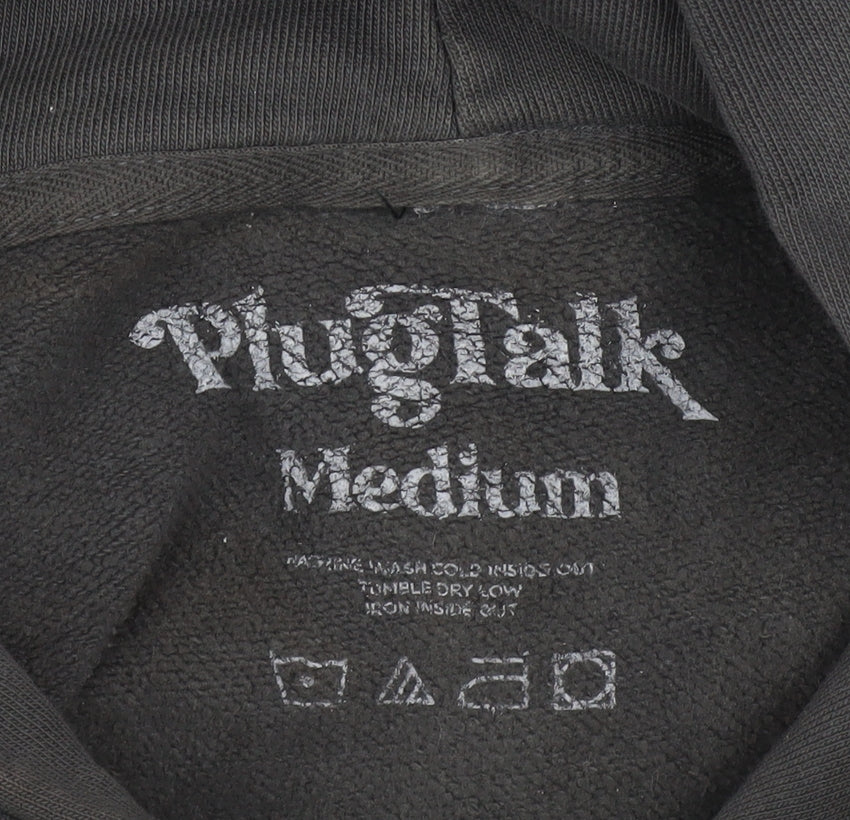 PlugTalk Men's Black Pullover Hoodie Medium Graphic Fleece Sweatshirt