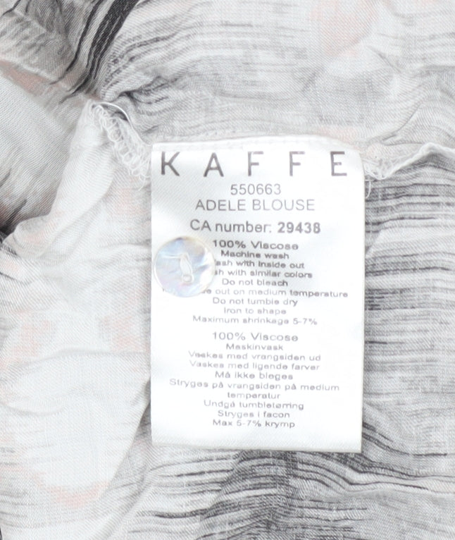 Kaffe Womens Multicoloured Long Sleeve V-Neck Adele Blouse Size 6