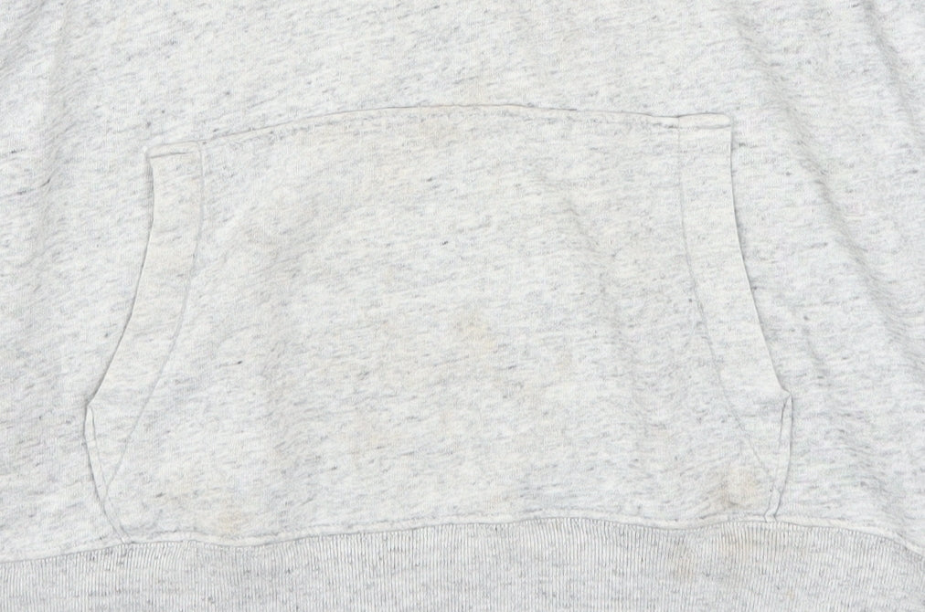Hollister Men’s Grey Pullover Hoodie L Logo Print Classic Fleece