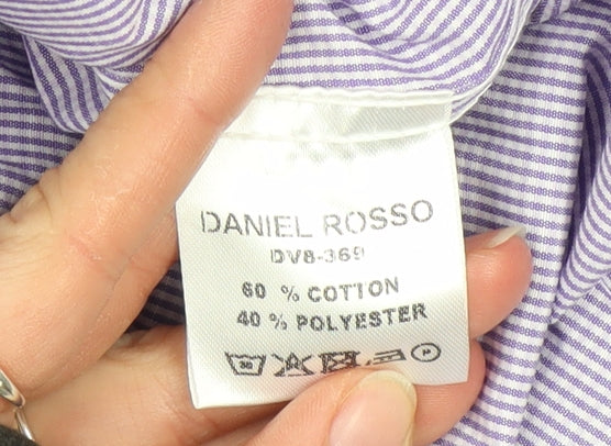 Daniel Rosso Men's Purple Striped Button-Up Shirt XL Classic Fit