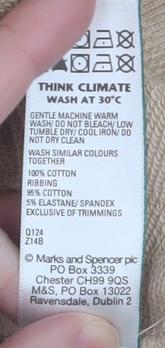 Marks and Spencer Women Beige Hooded Full Zip Cotton Jacket XL