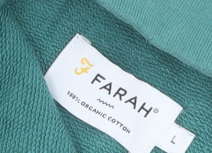 Farah Men's Green 1/4 Zip Cotton Sweatshirt Size L