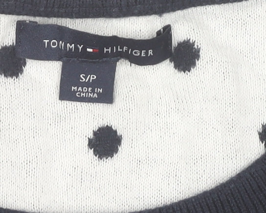 Tommy Hilfiger Boys Navy Polka Dot Crew Neck Cotton Jumper Size S