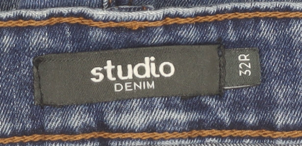 Studio Men's Blue Regular Fit Straight Leg Denim Jeans 32R