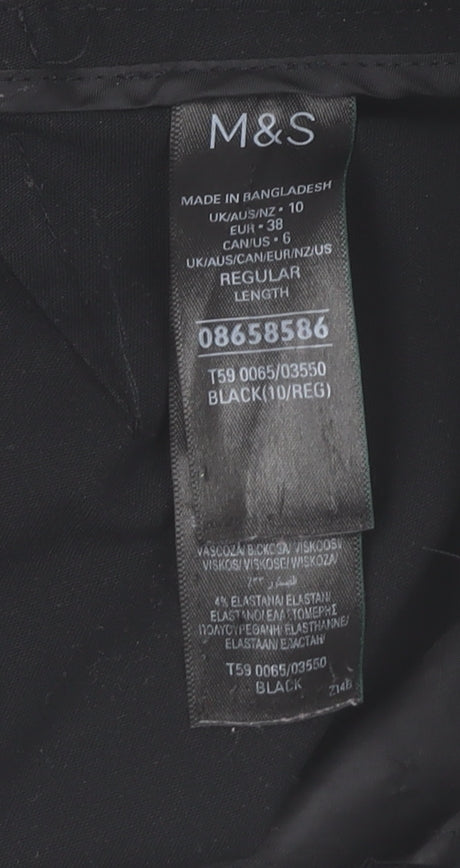 Marks & Spencer Womens Black Size 10 Regular Straight Leg Trousers