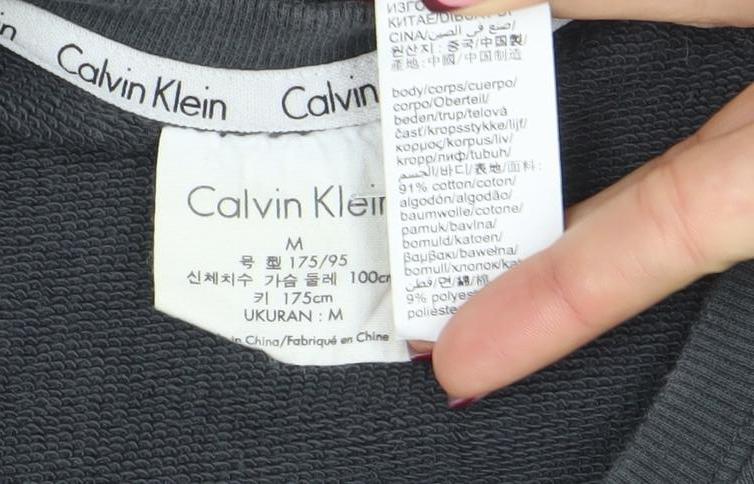 Calvin Klein Womens Black Cotton Blend Crew Neck Sweatshirt M