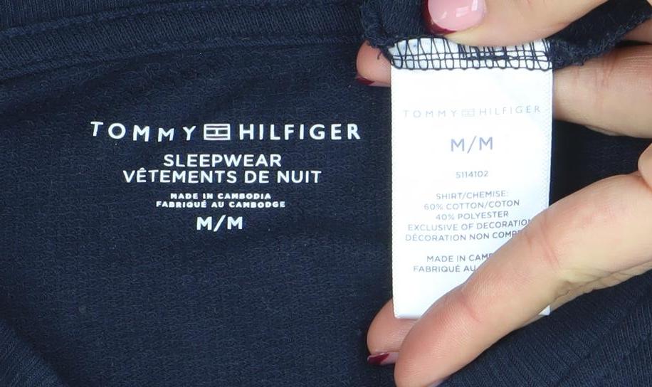 Tommy Hilfiger Mens Navy Lounge Top M Long Sleeve Cotton Blend