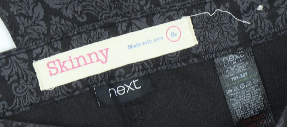 Next Women’s Black Skinny Jeans Size 8R Stretch Patterned Denim