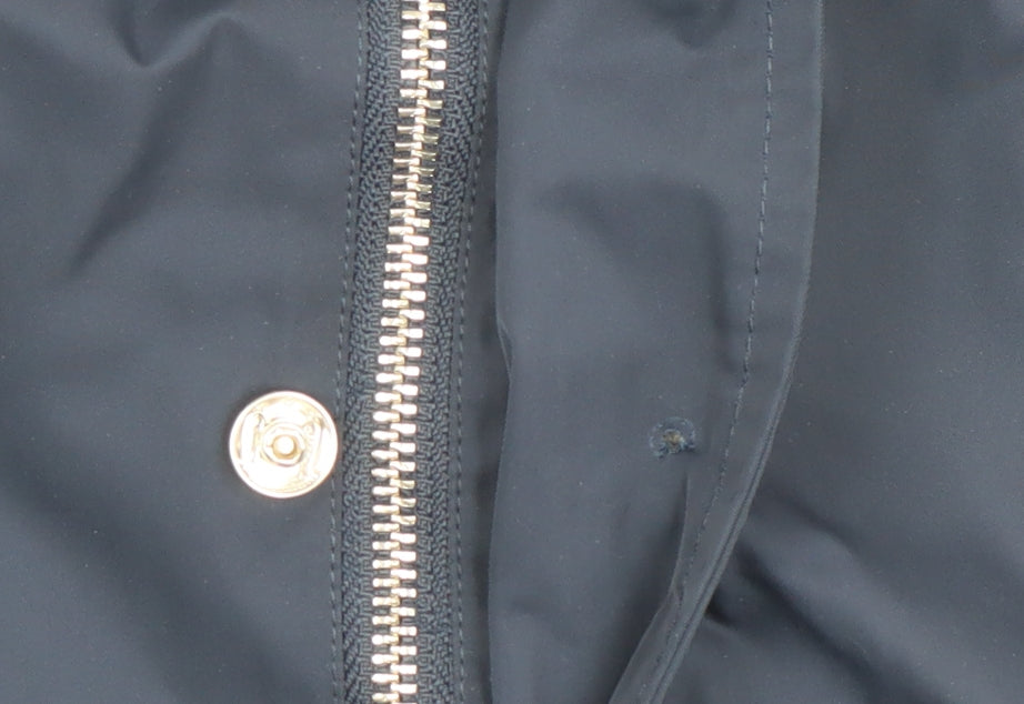 Jaeger Women Blue Hooded Parka Jacket Size 12 Mid-Length Lined
