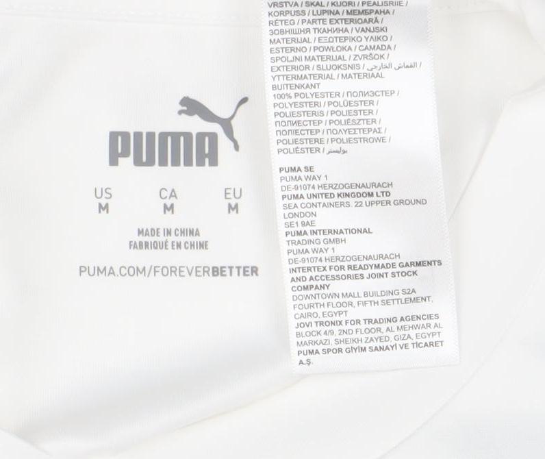 Puma Men's White Medium Football Jersey T-Shirt with Logo