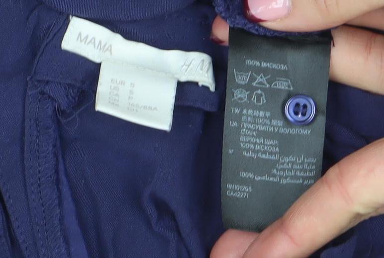 H&M Maternity Blue A-Line Knee Length Long Sleeve Dress Size S