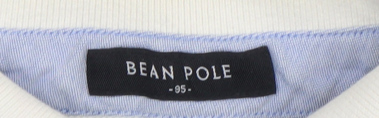 Bean Pole Boys Navy Stripe Collared Henley Jumper Size M Cotton Blend