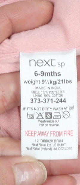 Next Girls Pink Faux Fur Hooded Jacket 6-9 Months Lined Winter Coat