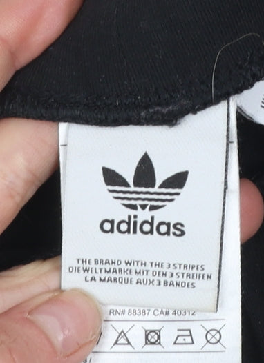 Adidas Women Black Leggings Size 4 Athletic 3-Stripes Cotton Blend