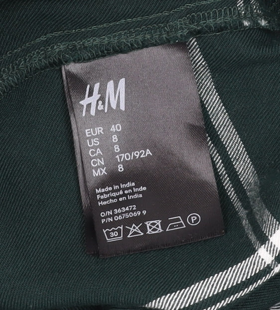 H&M Men's Green Checked Long Sleeve Button-Up Casual Shirt Size M