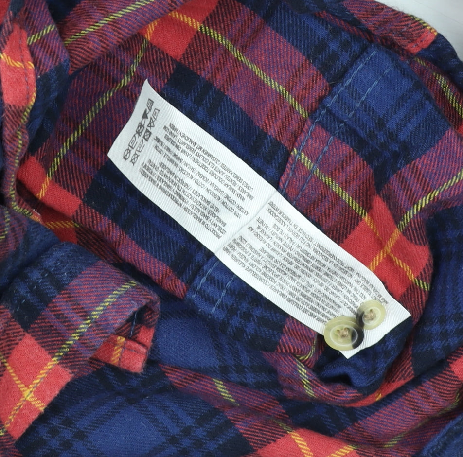Primark Men's Multicoloured Plaid Cotton Long Sleeve Shirt Small Regular Fit