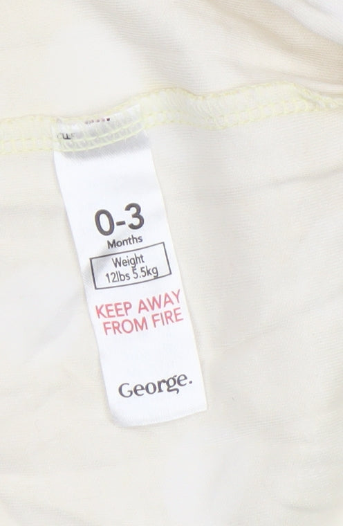 George Unisex Baby Yellow Polka Dot Cotton Babygrow 0-3 Months