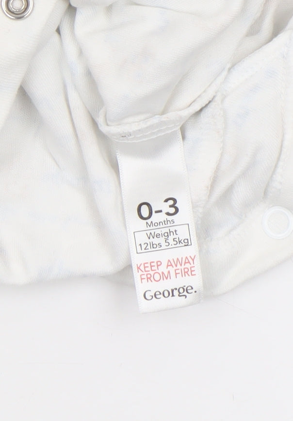 George Unisex Baby Multicoloured 0-3 Months Cotton Animal Print Babygrow