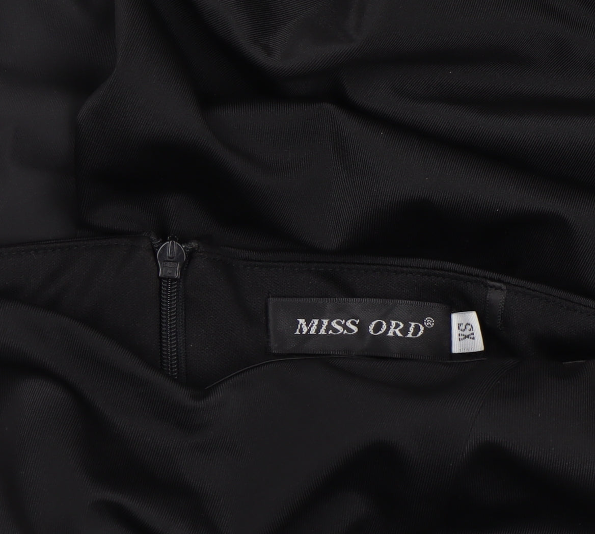 Miss Ord Women's Black XS One Shoulder Long Satin Mermaid Dress