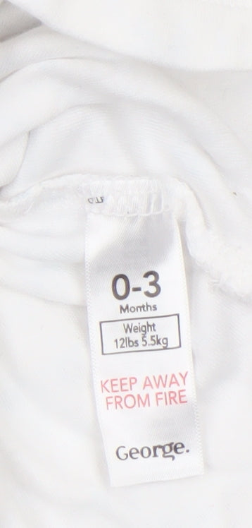 George Unisex Baby White Animal Print 0-3 Months Cotton Babygrow