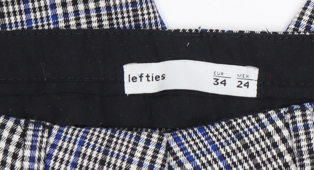 Lefties Women's Multicoloured Check Slim Tapered Trousers Size 6