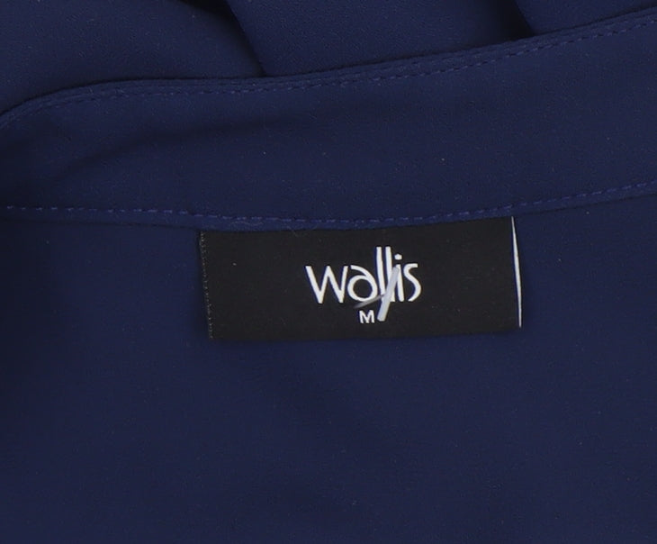Wallis Women Blue Long Sleeve Wrap Blouse Size M
