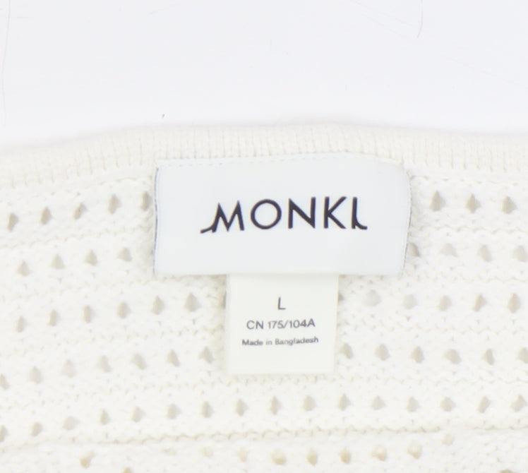 Monki Womens Ivory Crochet Cotton Camisole Tank Top L