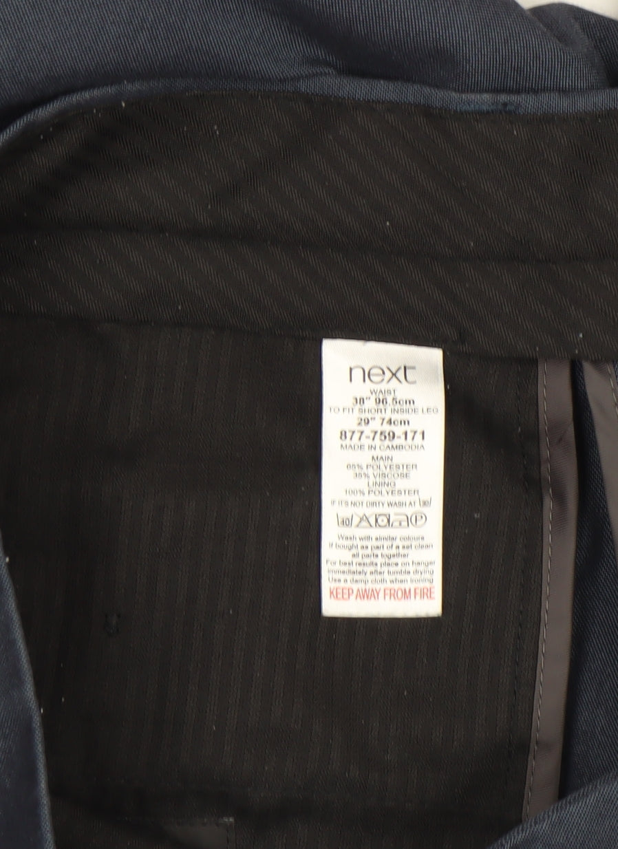 Next Men’s Blue Regular Fit Dress Trousers 36W 29L Formal Work Pants