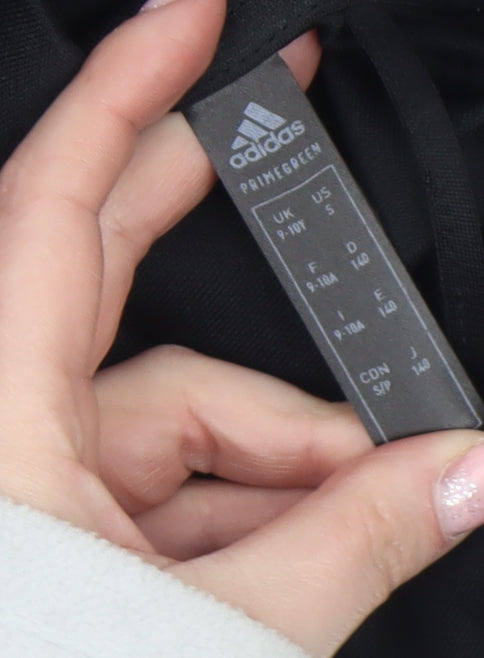 adidas Boys Black 9-10 Years Track Jacket Full Zip Lightweight Sportswear