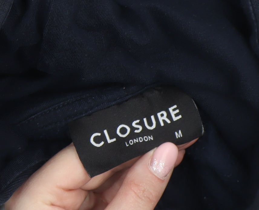 Closure London Men's Blue Pullover Hoodie Medium Fleece Logo Sweatshirt