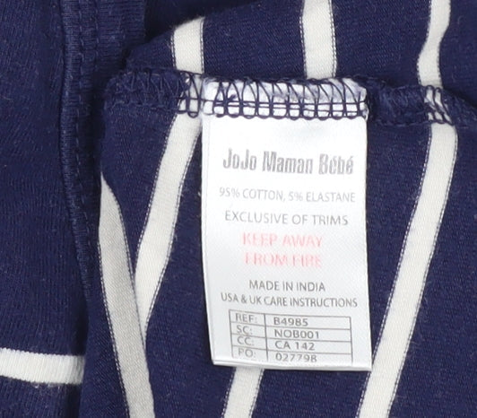 JoJo Maman Bébé Women’s Blue Striped V-Neck Button-Up Long Sleeve Top Size S
