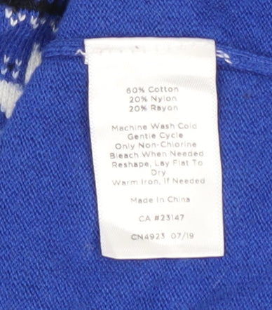 Talbots Men Blue Fair Isle 2XL Half Zip Knit Jumper