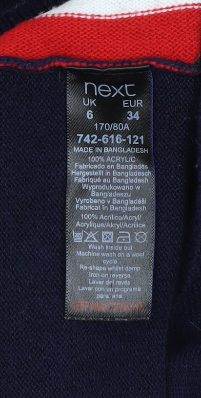Next Women Blue Size 6 Colourblock Knit Sweater Dress