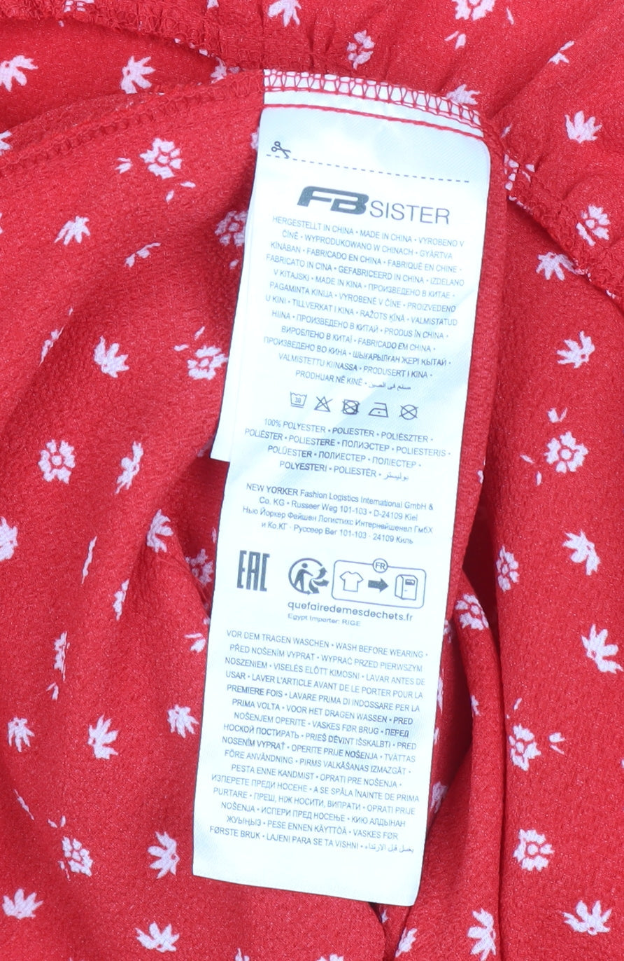 FB Sister Women's Red Floral Wrap Mini Skirt Size S