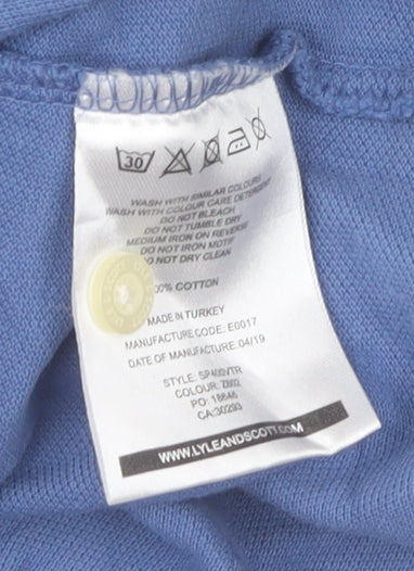 Lyle & Scott Men's Blue Cotton Polo Shirt Size L Regular Fit