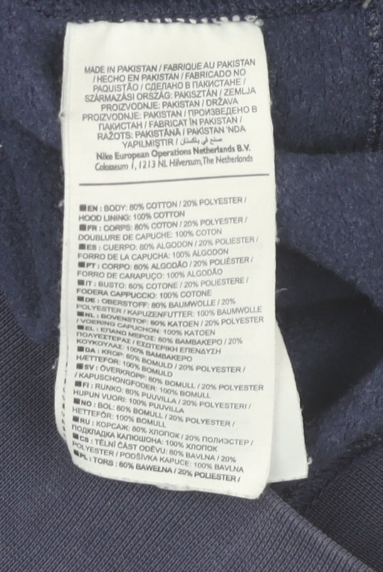 Nike Men’s Blue Pullover Hoodie M Logo Fleece Sweatshirt
