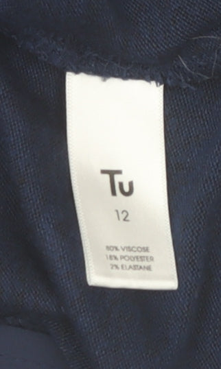 Tu Women Blue Long Sleeve Beaded Tunic Top Size 12