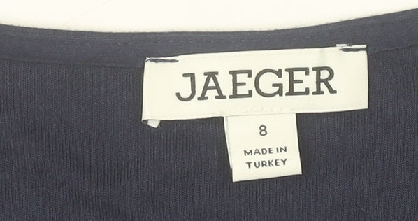 Jaeger Women’s Navy Wrap V-Neck Long Sleeve Blouse Size 8