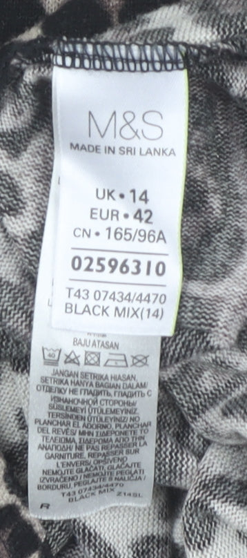 Marks & Spencer Womens Leopard Print 3/4 Sleeve Blouse UK 14