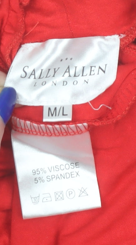Sally Allen Women Red Roll Neck Long Sleeve Stretch Blouse M