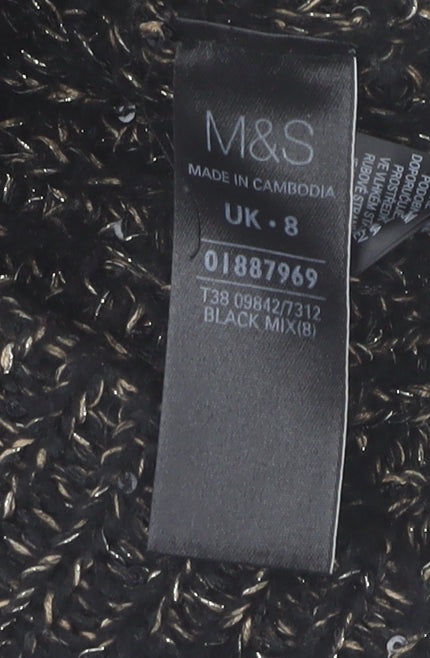 Marks & Spencer Women's Black Chunky Knit Jumper Size 8