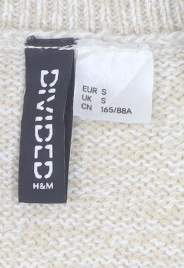 H&M Women Beige Crew Neck Pullover Jumper Size S Acrylic Knit